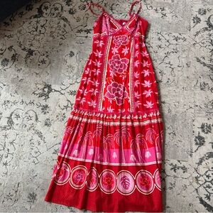 Red Floral & Palm Print Maxi Sundress Caroline Constas